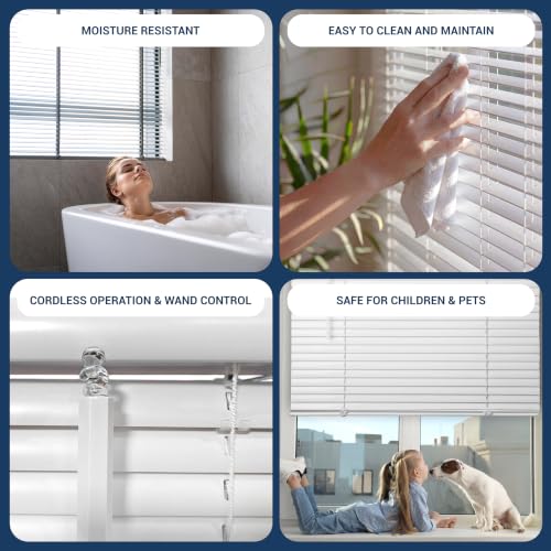 Cordless Mini Blinds for Windows, Light Filtering 1 Inch Vinyl Horizontal Window Blinds, Child Safe Cordless Window Shades, Easy Install Privacy Blinds for Bedroom, Kitchen, Office White (36"W x 60"H) by Techni Home - Used condition - Image 6