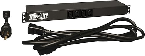 Tripp Lite PDU básica, 14 salidas (12 C13, 2 C19), 100-240V, C20 con adaptador L6-20P, cable de 1.6-3.8kW, cable de 12 pies, PDU monofásico de