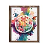 Watercolor Flower of Life Mandala Chakra Symbol Illustration Art Print for Meditation Room Decor, Yoga Studio Accent, Spiritual Office Inspiration, Altar Focal Point, Energy Healing Nook, Crystal Grid Display, Home Serenity Corner, Bedroom Enlightenment Wall, Dorm Essential, Young Mystic Surprises, Aspiring Reiki Master Tokens, Spiritual Guide Honors, Energy Healer Appreciation, Parent Awakening Keepsakes, Birthday Vortex Gifts - 8x10 Unframed Print