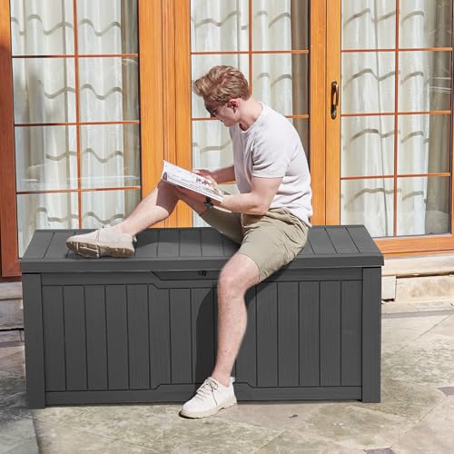 image for YITAHOME 120 Gallon Outdoor Storage Deck Box, Large Resin Patio Storag