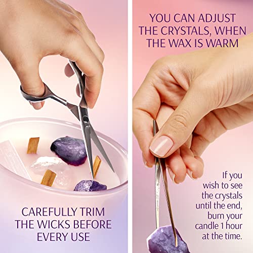 Healing Crystal Candle, Pisces & Aries Candle - 12 Oz Manifestation Candle With Crystals Inside | Zodiac Candle With 4 Healing Crystals | Soothing Virgo Gifts For Women With Lavender Amethysts #TOP4