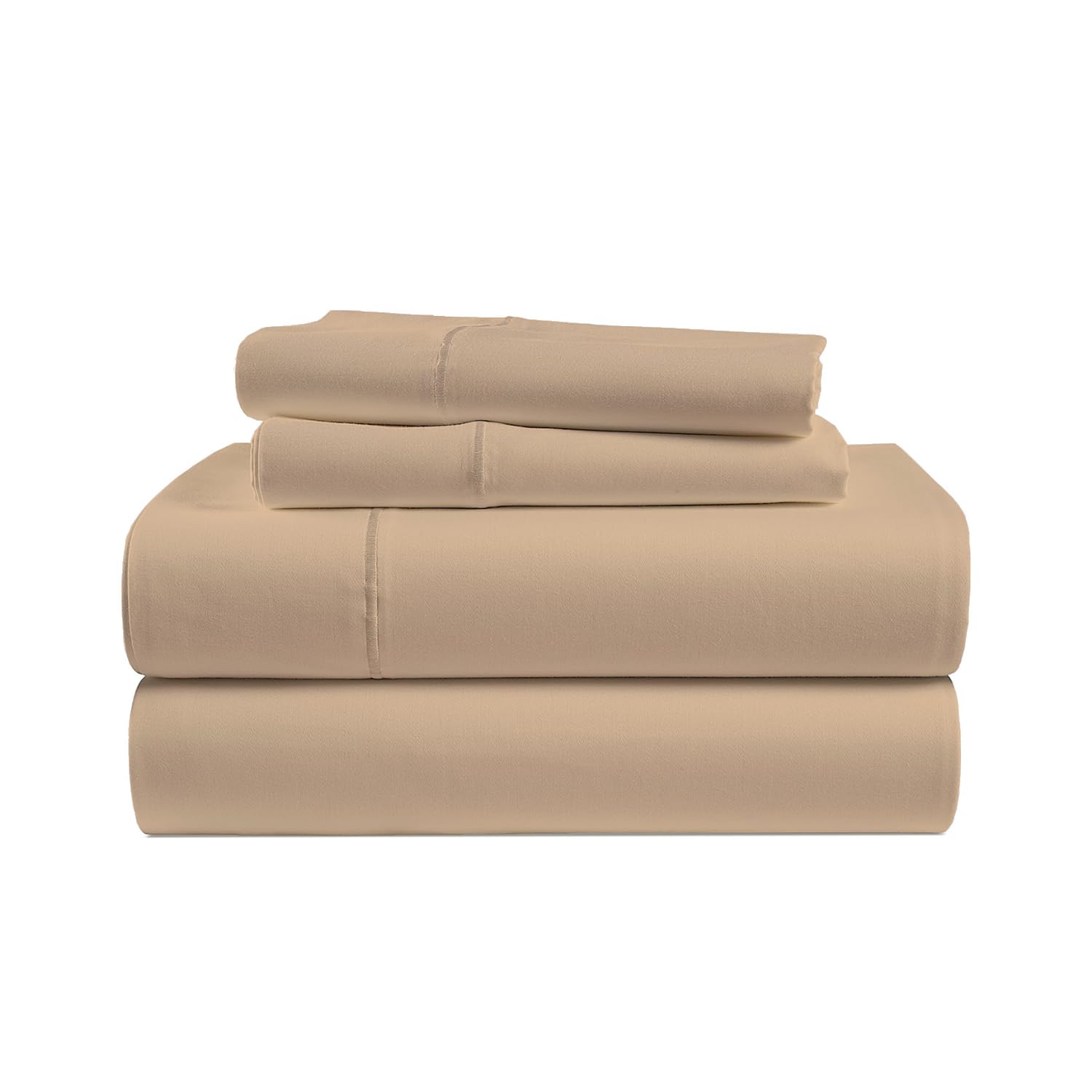 Pashmina 3 Piece Bedding Top Sheet Sets -1 Fitted Sheet - 2 Pillowcases- 800 Tc - Deep Pocket Up to 8 Inch Mattress - Long Staple Egyptian Cotton - Extra Soft Cooling Bed Sheets (Single- Beige)