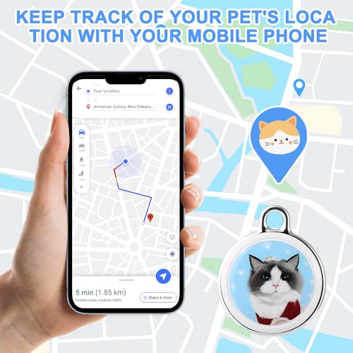 Afenau GPS Tracker Katze Hund, Tractive GPS Tracker für Katzen Ohne ABO, IP67 Wasserdichter Katzenhalsband mitGPs, Echtzeit-Positionierung KatzenTracker, KatzensGPS Trackers Halsband für IOS Android