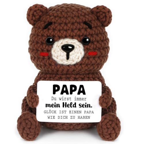 CheriGift Geschenke für Papa, Positive Handgehäkelter Bär...