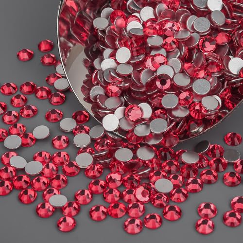 Image of 1440pcs Flat Back Crystal Rhinestones for Nail Art Crafts Bedazzling Kit Diamonds Set Clear Rhinestones for Clothes 0.14 inch 3.8mm SS16 Wax Apple Red