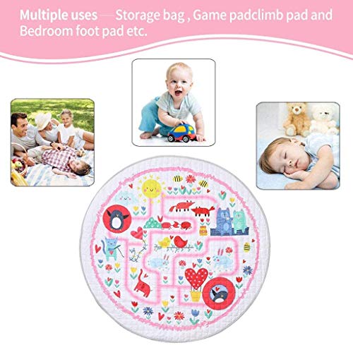 HIL Vloermat Voor Kinderen Cartoon Kleurenpatroon Antislipmat Voor Kinderen Baby Kruipmat Rond Vloerkleed Opbergmat Voor Speelgoed Kinderen Spelen Spelmat Picknickmat Meisje Jongen Kind Vloerkleed,F - Afbeelding 6