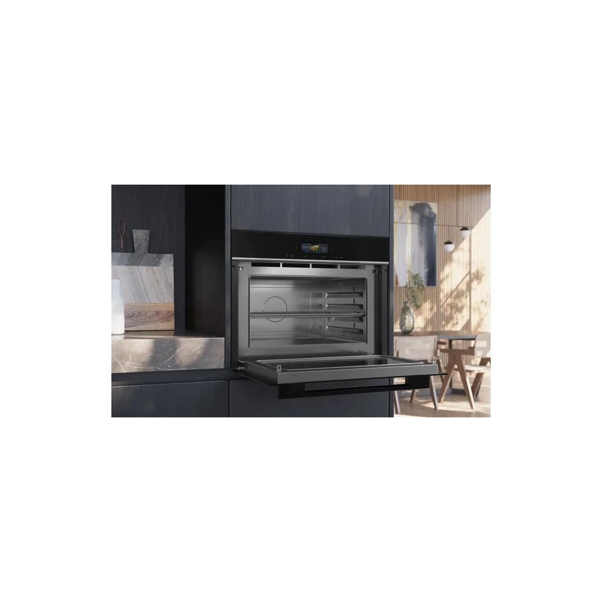 Siemens CE732GXB1 iQ700 forno a microonde da incasso, 60 x 45 cm, nero, cookControl10, programmi automatici, humidClean Plus, pulizia degli interni, tecnologia inverter Microonde, porta a microonde