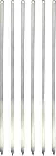 TSTAR Kebab Skewers Set of 6 BBQ Flat Metal Barbecue Grilling Skewers Sticks Reusable Extra Long Wide Metal Skewer Shish Kabob Kebab Meat Barbecue Tool (50cm x 1cm - 6pc)，Silver (TS406/TS407)