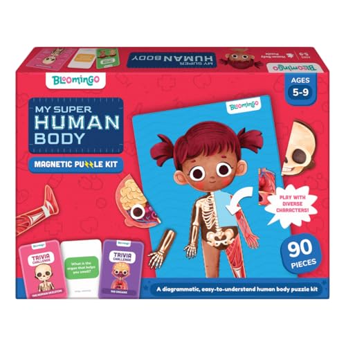 Bloomingo Puzzle cuerpo humano   Mi cuerpo súper humano | Rompecabezas para niños de 5 a 12 años
