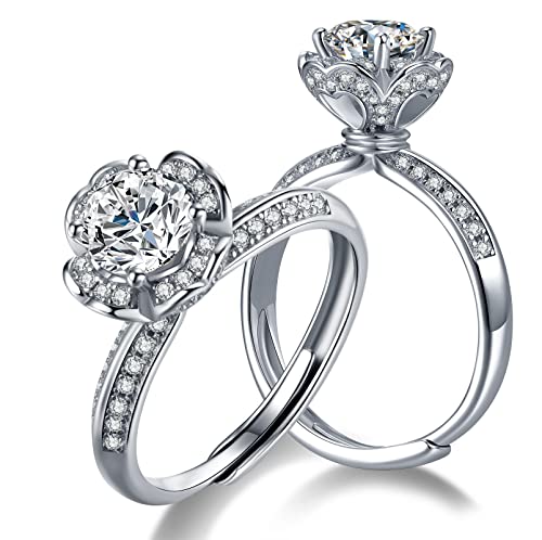 Atylyk Moissanite Engagement Ring Solitaire Sterling Silver Promise Rings for Women Lady