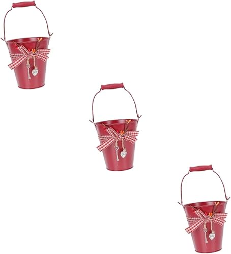 Happyyami 3pcs Bow Tie Iron Bucket Rustic Flower Vases Watering Can Vases Metal Bucket Planter Flower Vase Rustic Decor Vintage Decor Household