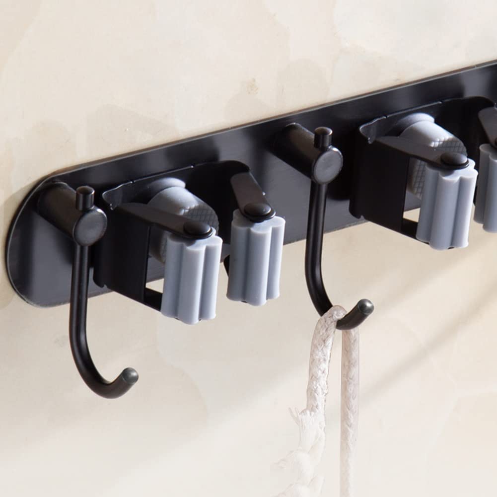 Soporte para escoba y fregona, gancho de pared de acero inoxidable, estante de almacenamiento para fregona y escoba, para balcón, inodoro, azul, 1 ranura