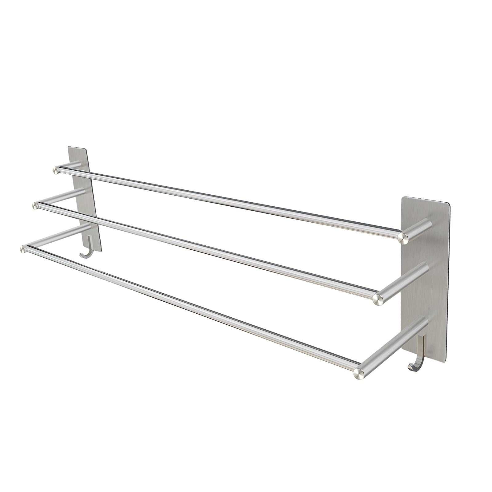 Vista Toallero SUS304 3 cierres 75 cm acero inoxidable autoadhesivo plateado soporte de baño con dos ganchos