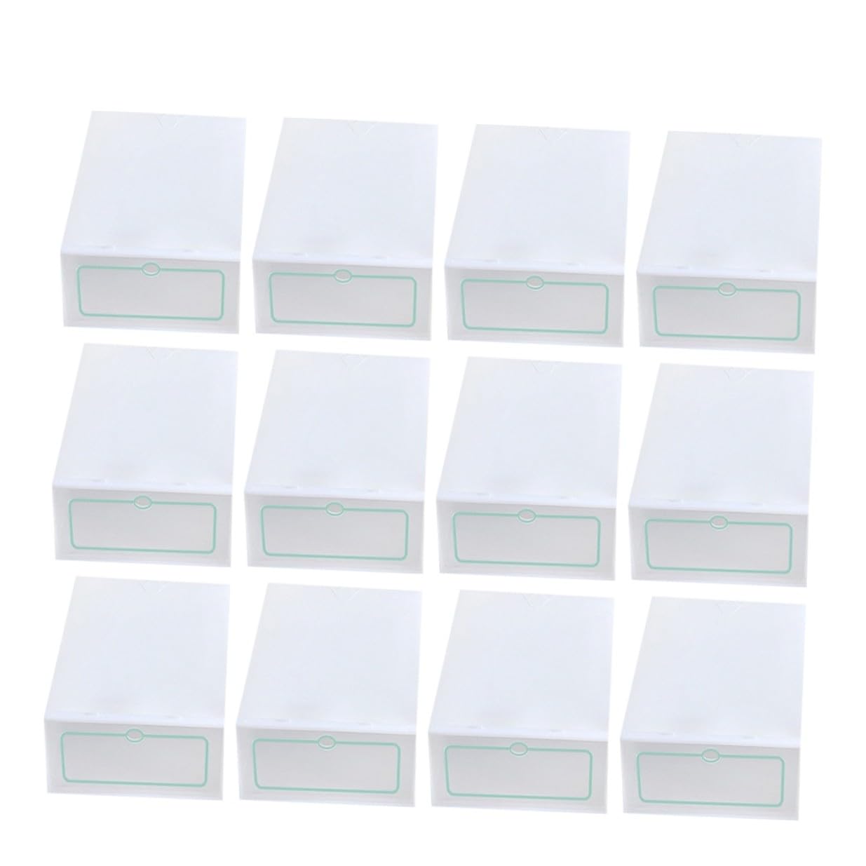 ULTECHNOVO 12 Stück Stapelbare Schuhkartons aus Dickem Kunststoff Größe L Transparent Weiß Schuhaufbewahrungsbox für Kleiderschrank und Schuhregal