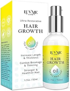 Luv Me Care Biotin Hair Growth Oil Hair Growth Serum for Thicker Longer Fuller Healthier Hair, Prevent Hair Loss & Thinning, All Natural Vitamin Rich Treatment, Women & Men, All Hair Types 1.7 oz