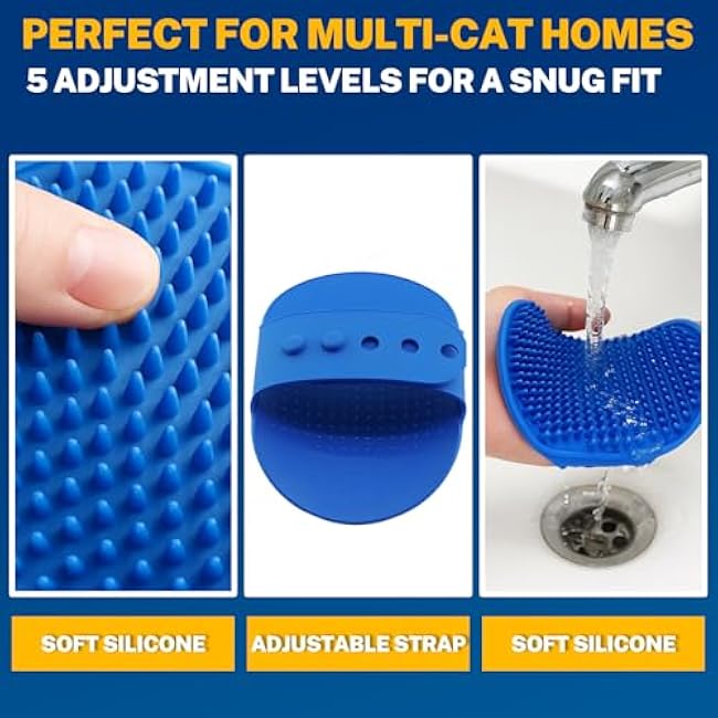 5PCS Pet Cat Grooming Brush, Adjustable Silicone Grooming Brush, Cat Self-service Scratcher, Silicone Grooming Belt Pad, Suitable For Cats (Self-service And Handheld)-bJ2yisTr