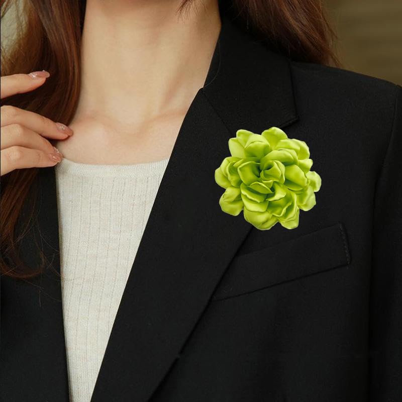 Image of Dainty Fabric Rose & Camellia Flower Oversized Brooch Pins & Hair Clip - Large Lapel Pin, 4.3in /7.5in