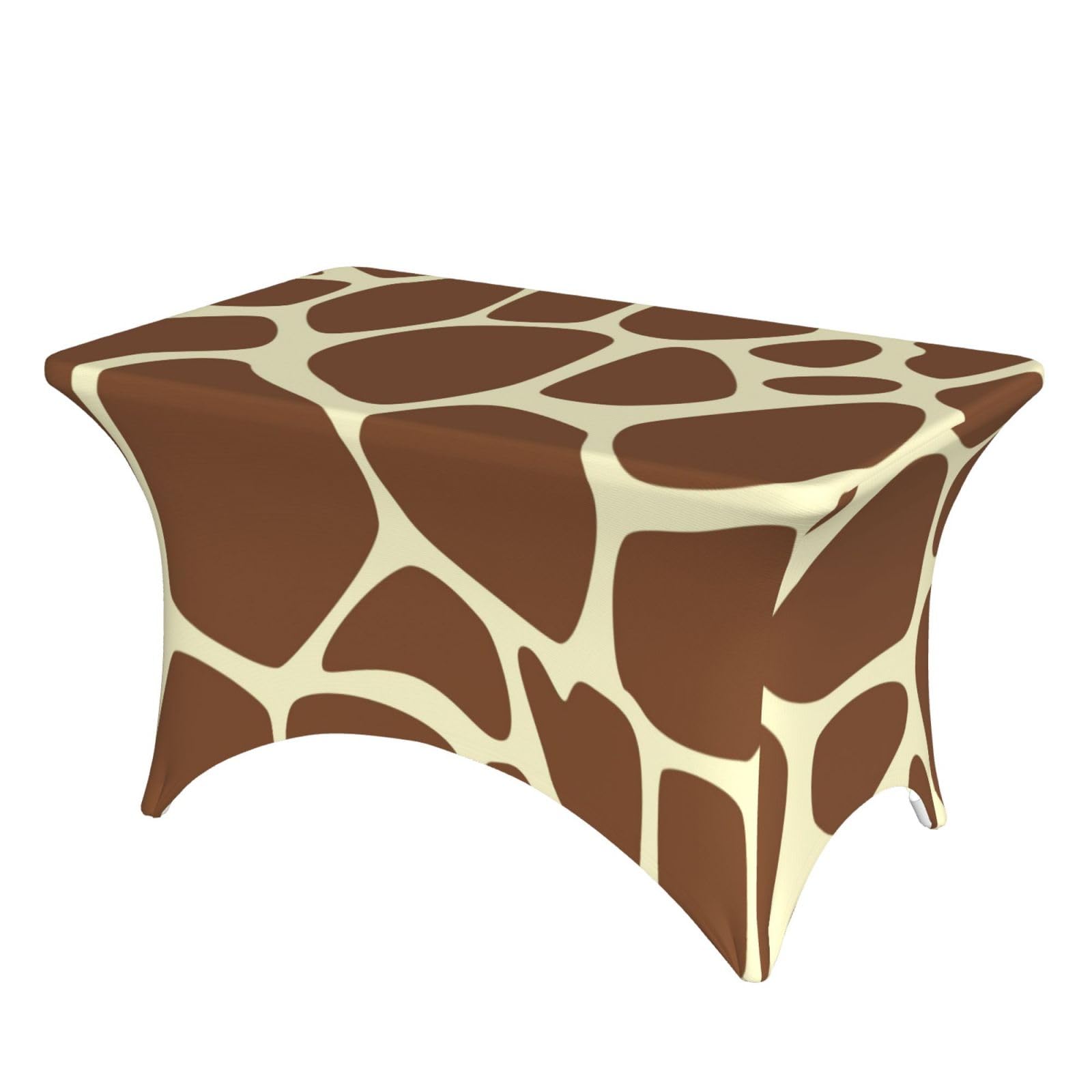 DCEHGEW 4FT Spandex Rectangular Table Cloth, Wild Animal Giraffe Pattern Printed Fitted Elastic Tablecloths Washable Table Cover for Event, Wedding, Banquet & Party