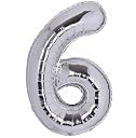FancyDressWale Number foil balloon birthday anniversary party decoration 16 inches 6 number helium party balloons six number, Silver gallery image
