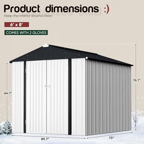 Image of Devoko 6x4 FT Outdoor Storage Shed, White