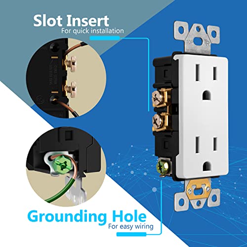 Lider Matte Finish Decorator Receptacle, Child Safe Tamper-Resistant Wall Outlet With Screwless Wall Plate, Residential Grade, 15A 125V, Ul Listed, Lr15-Tr-Wswp10P, White, 10 Pack #TOP2