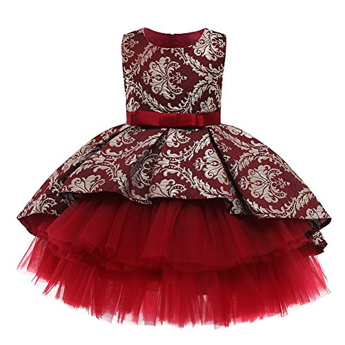 MYRISAM Vintage Girls Jacquard High Low Birthday Dress Princess Pageant Wedding Tulle Evening Dance Christmas Party Ball Gown