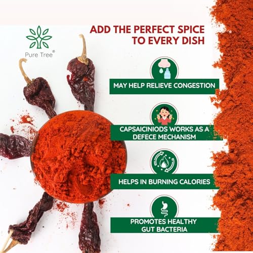 Image of Pure Tree Certified Organic Kashmiri Red Chilli Powder | 5 Kg / 5000 g | Kashmiri Lal Mirch Powder | Organic Red Chilli Powder | Kashmiri Laal Mirch gives Vibrant Red Color & Mild Heat to your dishes