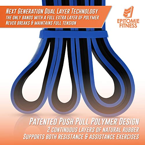 Bionic Flex Pull Up Assistance Band – Premium Dual Layer Pull Up Assist Bands for Strength Training Exercise, Physical Therapy, Powerlifting, Stretching – Single Blue Resistance Band (40 to 80 lbs)