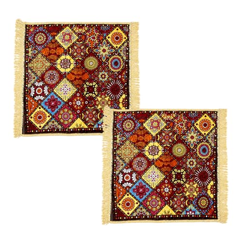 Image of BENAVJI Traditional Floral Printed Carpet Rug for Living Room | Soft Floor Mat with Decorative Tassel Border | Anti-Skid Multipurpose Area Rug for Bedroom, Hall & Home Decor Pack of 2