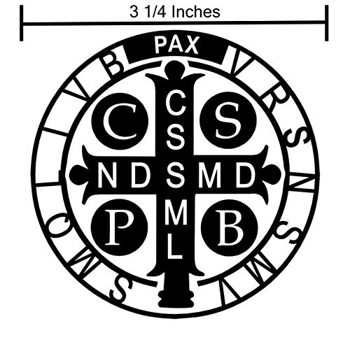 Saint Benedict Catholic Religious White Vinyl Window Decal Sticker For Cars Or Laptops, 3 1/4 Inch #TOP2