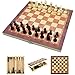 Jsdoin 3 in 1 Chess Set - 12"x12", Wooden Travel Folding/Portable Chess Kit Cardboard Games for Kids, Adults, Boys, Girls, Family(29cm×29cm)