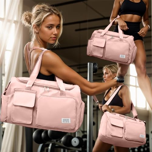 Caluomatt Gym Bag For Women, Waterproof Duffle Bag Carry On Weekender Bag With Shoe Compartment & Wet Pocket thumb #1