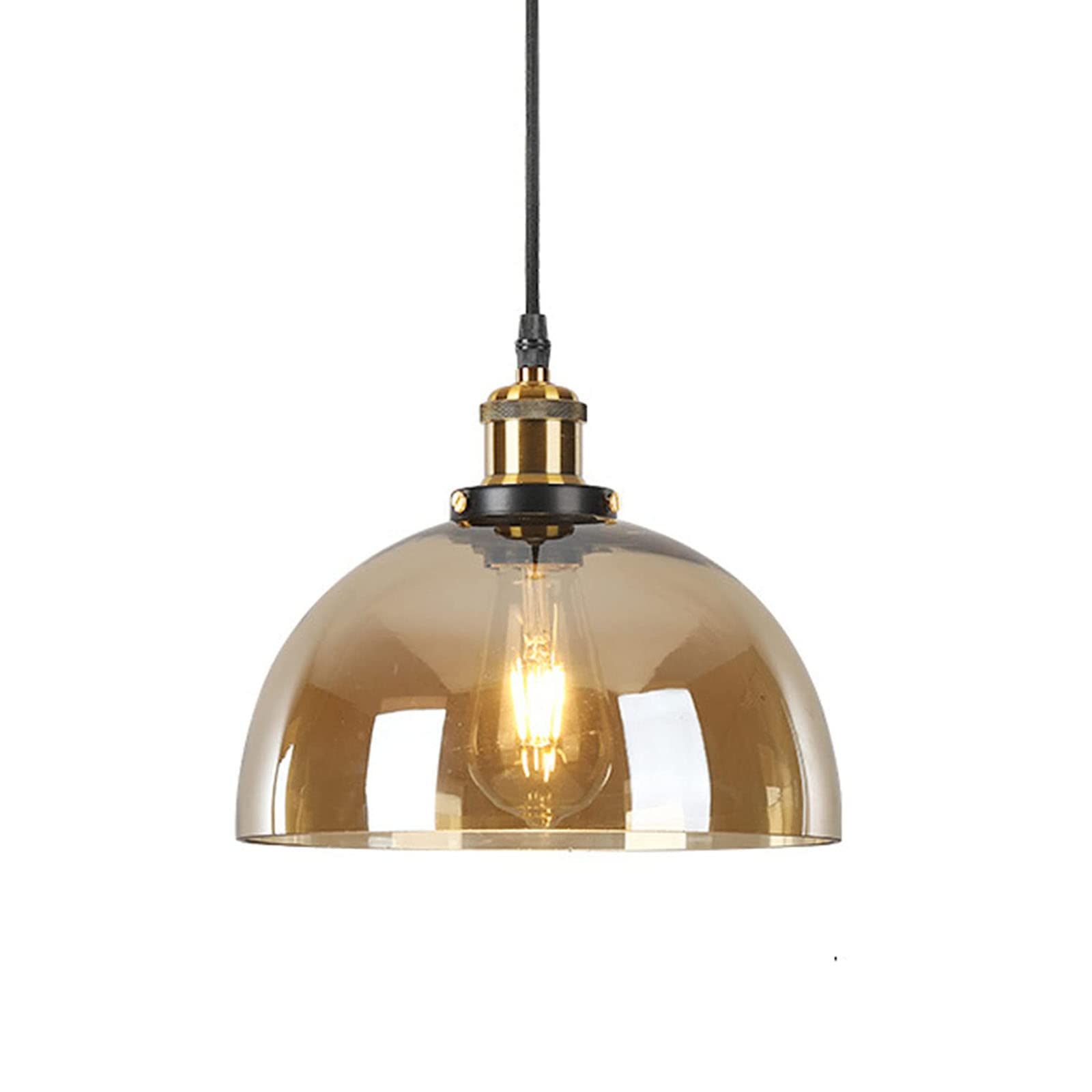CSXSXAUO Industrial Vintage Pendant Light with Glass Dome Lampshade, Retro Loft Bar E27 Ceiling Hanging Lamp in Bronze Finish, Kitchen Dining Room Chandelier Decor Star of