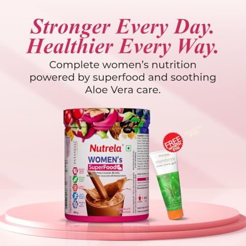 Image of Nutrela Women Superfoods Protein Powder - 400g, Chocolate | Everyday Fitness with Biofermented Multivitamins with Aloevera Gel