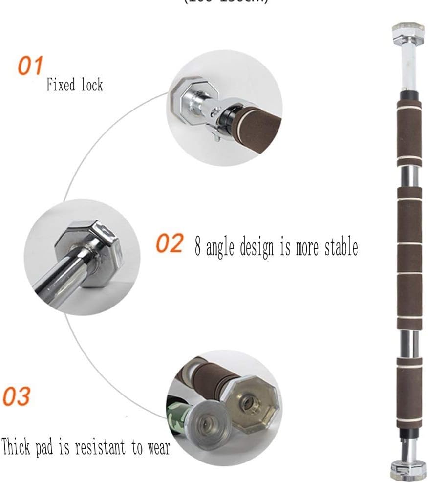 Pull Up Bars HUAHUA Pull Rod Stainless Steel Door Frame Wall-Mounted Fitness bar Without Screw Horizontal bar Strength Training 60-100cm