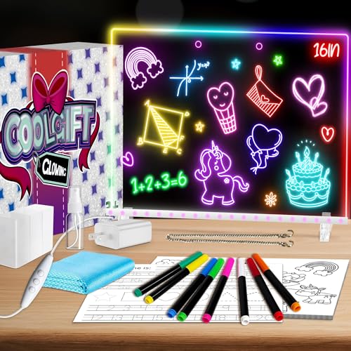 16' Led Drawing Board for Kids with 18 Tracing Stencils - Light up Led Note Board, 2026 Birthday Gifts for Boys Girls Ages 5 6 7 8 9 10 12+ Year Old, Magic Glow Art Toys for 6 7 8 9 10 Year Old, 39PCS