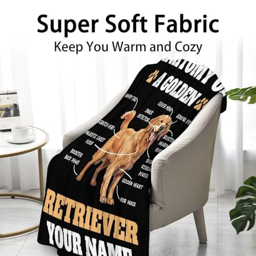 Custom Golden Retriever Blanket for Girls, Boys - 40x50 Inches Crib Size - Soft Fluffy Cozy Blankets Gift - Black Novelty Blanket for Travel, Office