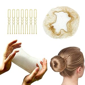 Invisible Mesh Hair Nets Set with Positioning U-Shaped Hair Pins for Women’s Hair Styling (Blonde)