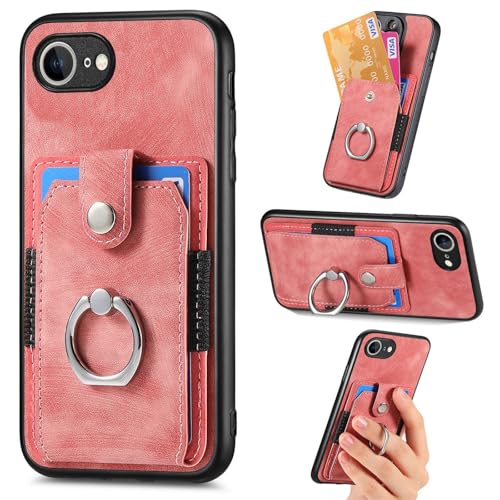 Funda para iPhone 16E a prueba de golpes rosa con tarjetero