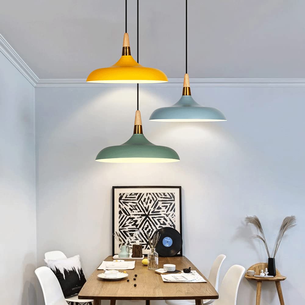 RCIDOS Luces Colgantes Un Solo Cabezal E27 Pantalla De Luz De Techo Industrial Macaron Lámpara Colgante Elegante De Metal Suspensión De Cordón Ajustable. para Restaurante Comedor Dormitorio