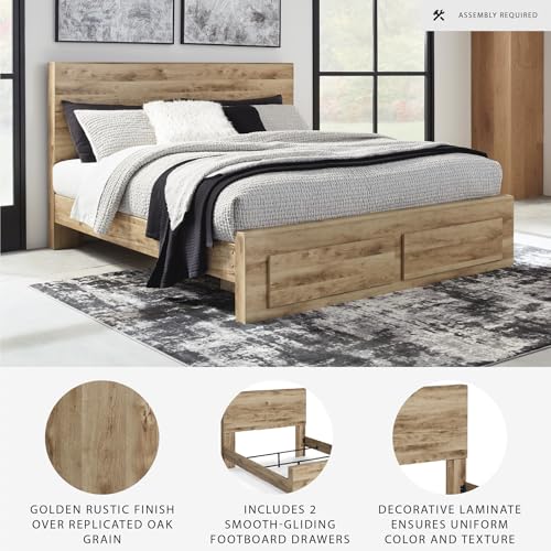 Image of Signature Design by Ashley Hyanna King Panel Storage Bed, Tan Brown