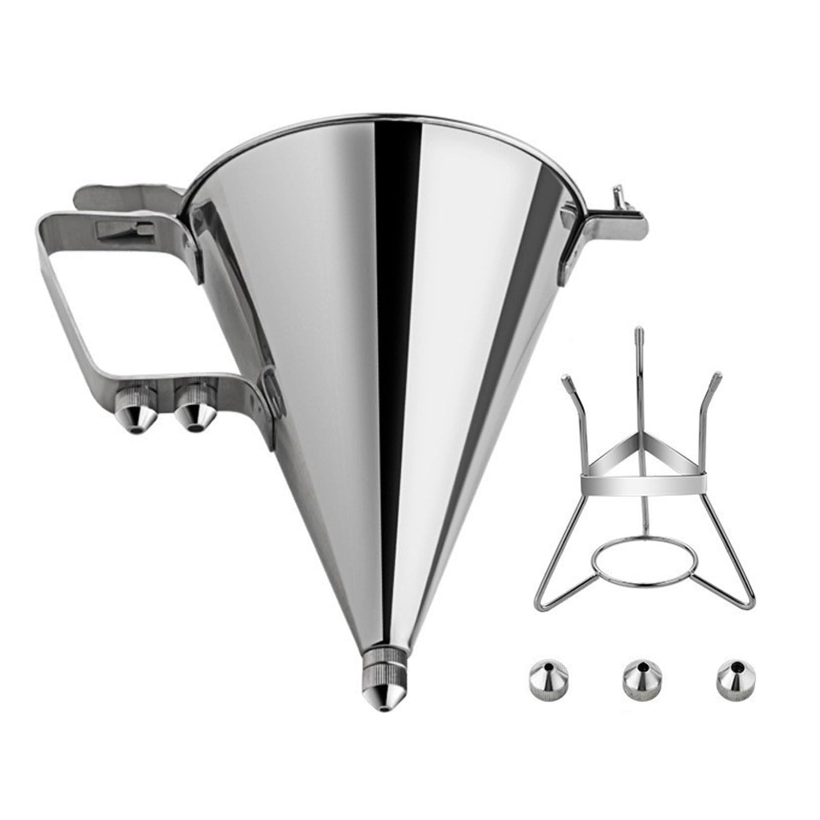 Btgghytr Pancake Batter Dispenser, Stainless Steel Confectionery Funnel Cake Dispenser with Stand for Cupcakes Any Bake Goods Stainless Steel Confectionery Funnel