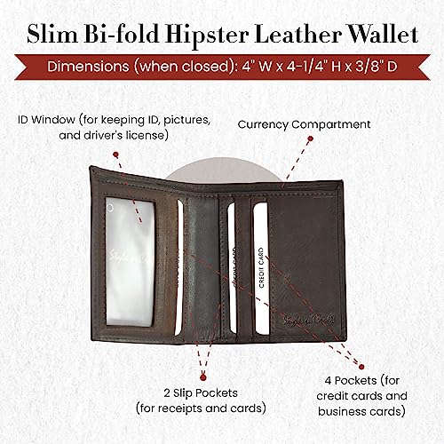 Style N Craft Slim Bi-fold Hipster Leather Wallet, Full-Grain Leather Wallet3