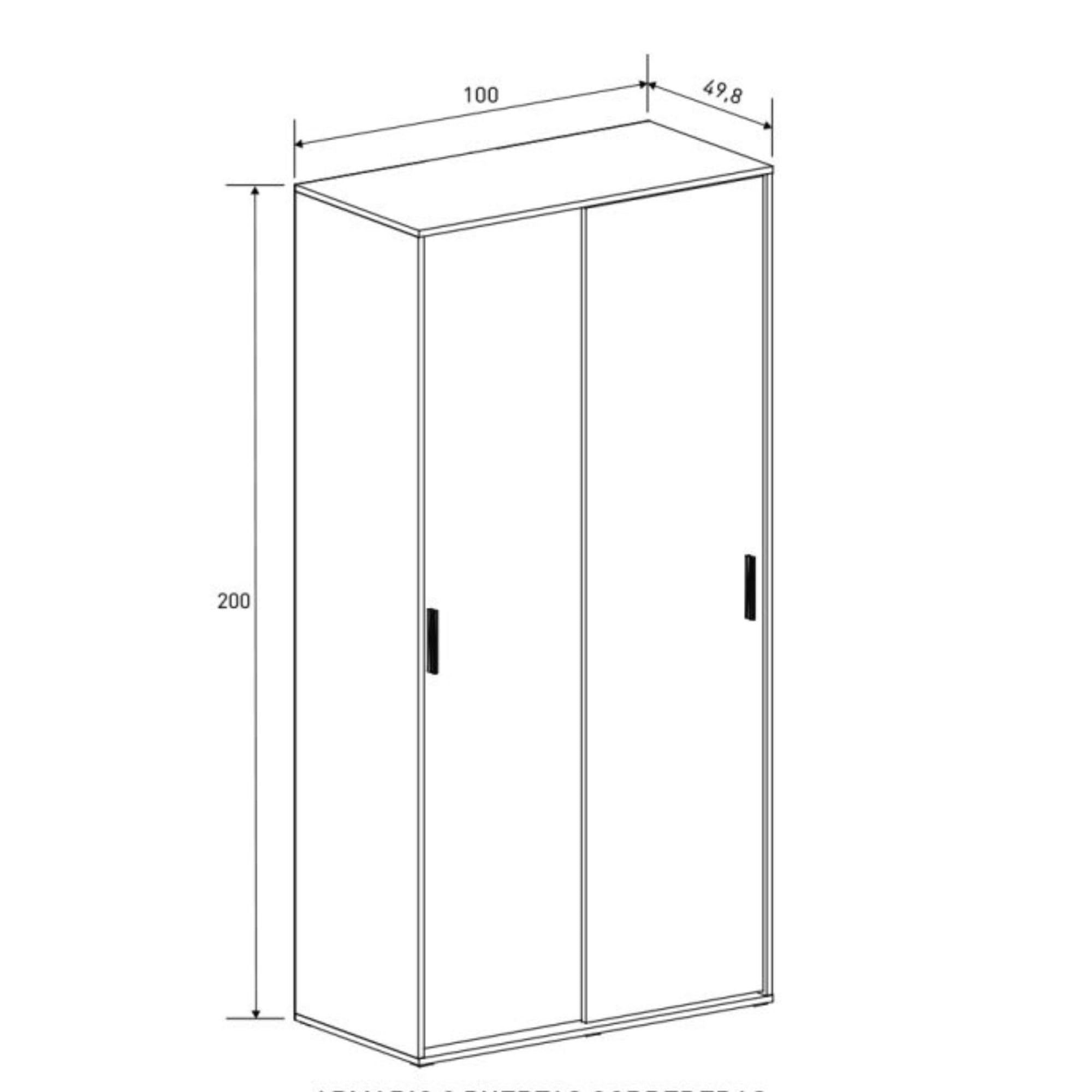 Armario Ropero con 2 Puertas Correderas Mauvella Beige – 200x100x50 cm – Mueble Auxiliar de Dormitorio Moderno con Baldas y Barra para Colgar