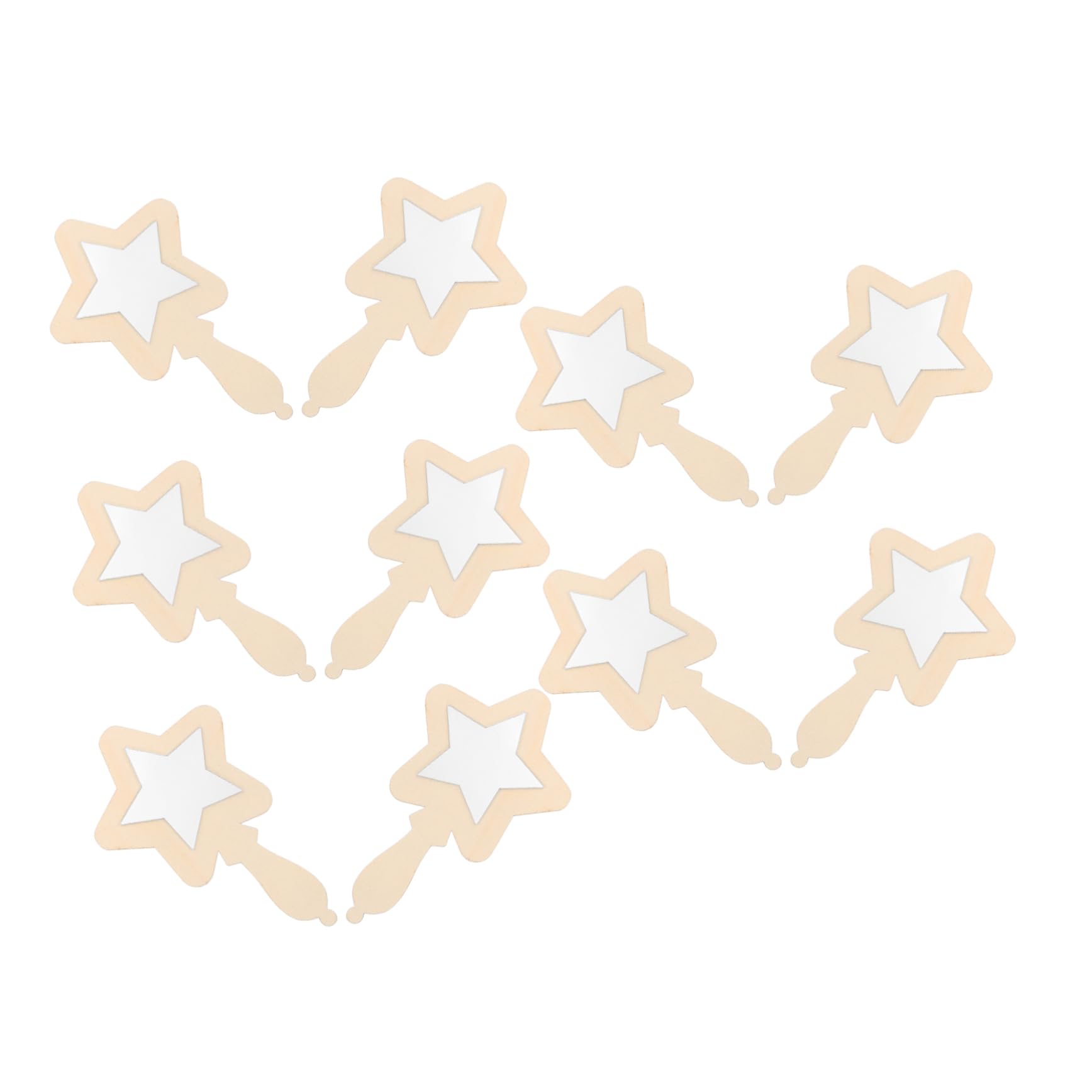 FOMIYES 10Pcs Wooden Handheld Mirrors for Unbreakable DIY Craft Kit Star Shaped Makeup Mirror for Self Recognition and Playtime Activities Lightweight and Durable