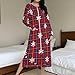 Women's Christmas Nightgown Zipper Front Loose Long Sleeve Nightshirt Split Side Pajamas Dress Sleepwear with Pockets