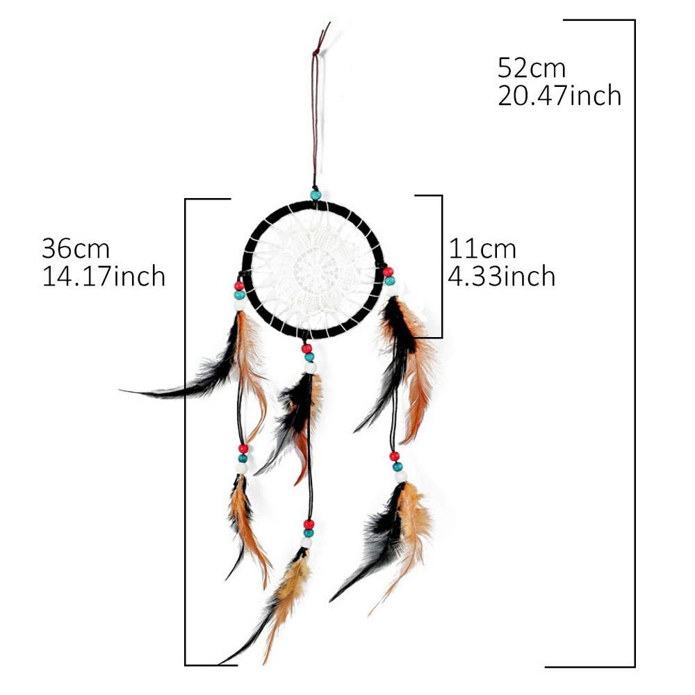 Rails Fleurs Créer Attrape Reve Noir DIY Dreamcatcher Fait à la Main Décoration Attrape Reve pour Décoration De Chambre À Coucher Décoration Murale De Voiture Ornement,52x11cm