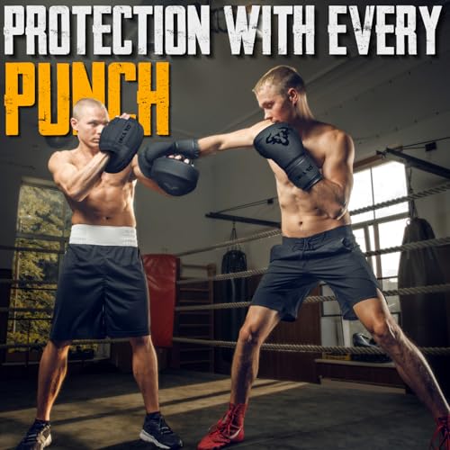 Islero Fitness Matte Black Boxing Pads Men focus Mitts Punching Women MMA Muay Thai Martial Arts KickBoxing Hook and jab Hand Target Strike Shield Training Pads (Black) - Image 7