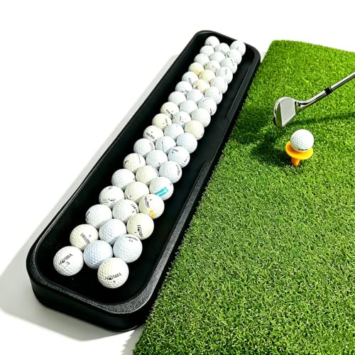 Commercial-Grade Golf Ball Tray for Practice Mat 100-Ball Golf Ball Holder with 5 Drainage Holes High-Strength Plastic Base All-Weather Golf Accessories for All Hitting Mats