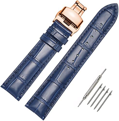 Moran Quick Release Leather Watch Bands Deployment Butterfly Buckle Calfskin Replacement Watch Strap for Men & Women